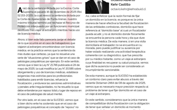  Licencias médicas y viajes al extranjero: El debate tras el reciente fallo de la Corte Suprema