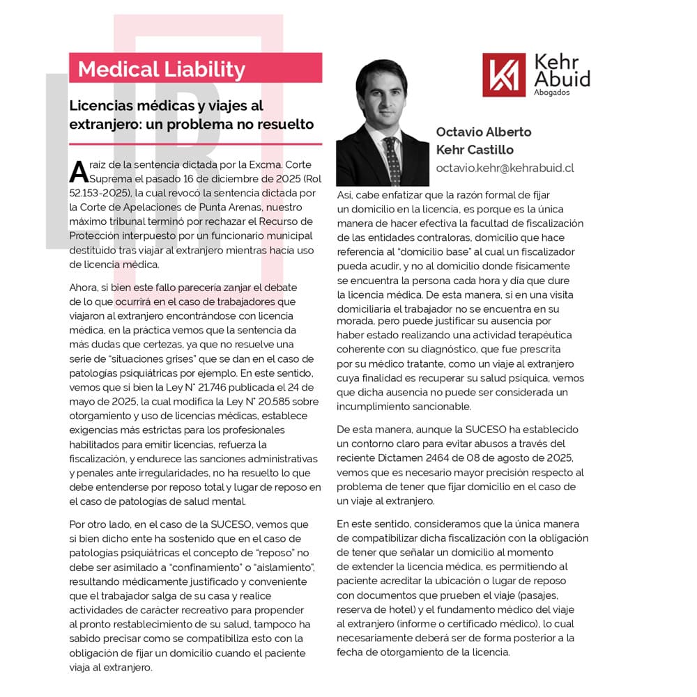 Licencias médicas y viajes al extranjero: El debate tras el reciente fallo de la Corte Suprema