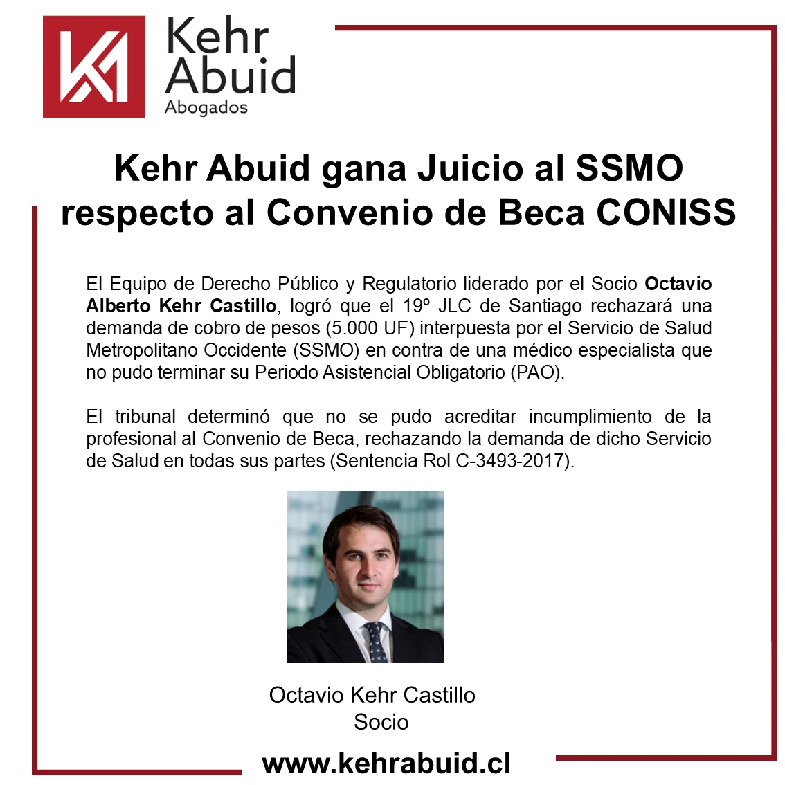 Kehr Abuid gana juicio al SSMO respecto al Convenio de Beca CONISS